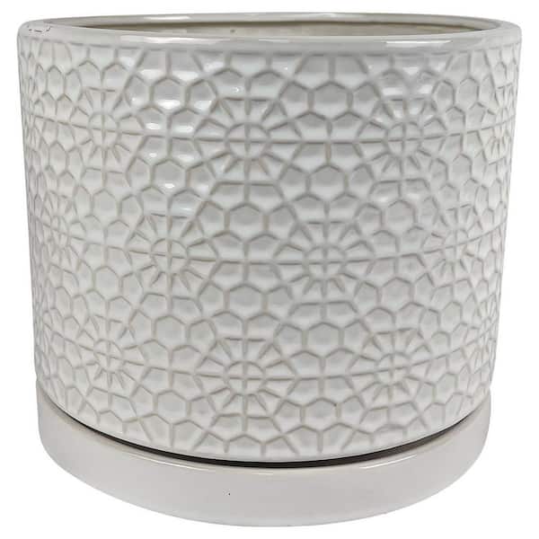 12 in. D 11.55 in. H Ceramic Amelia Planter White