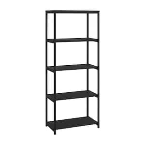 Donnelly Black 5-Shelf Accent Bookcase with Open Back (58 in. H)