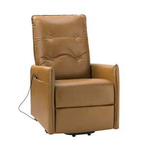 Karen Camel Mid-century Morden Small leather Power Livingroom Recliner chair With Metal Lift Base
