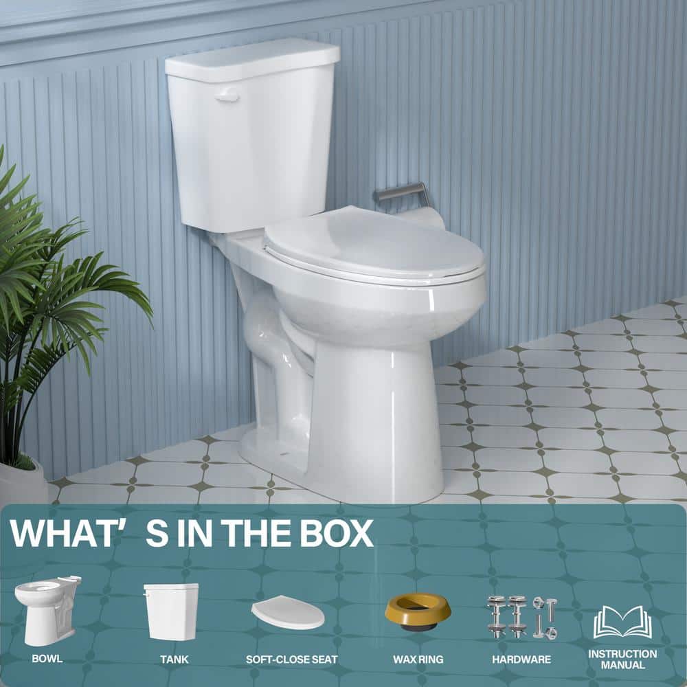 Aguamaph 20 in. White Elongated Two-Piece Toilet with Seat
