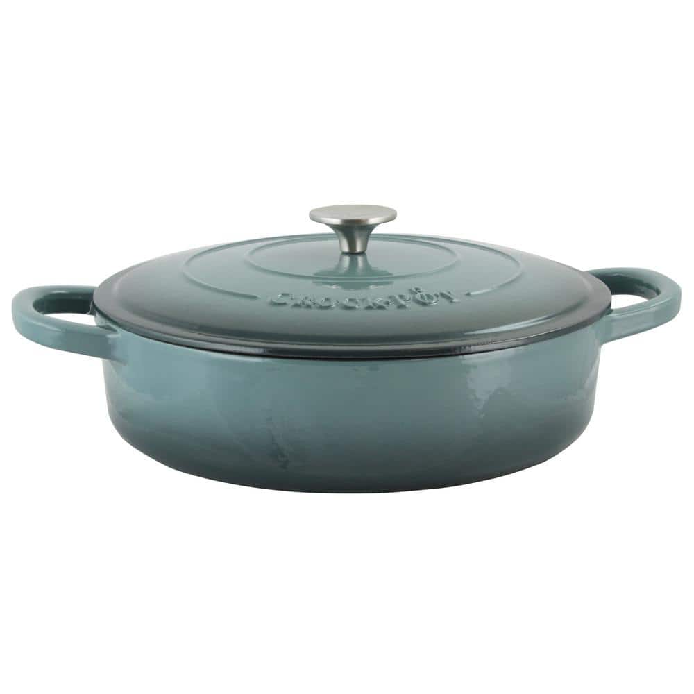 Crock-Pot Artisan 5 qt. Round Enameled Cast Iron Braiser Pan with Self  Basting Lid in Red 985100771M - The Home Depot