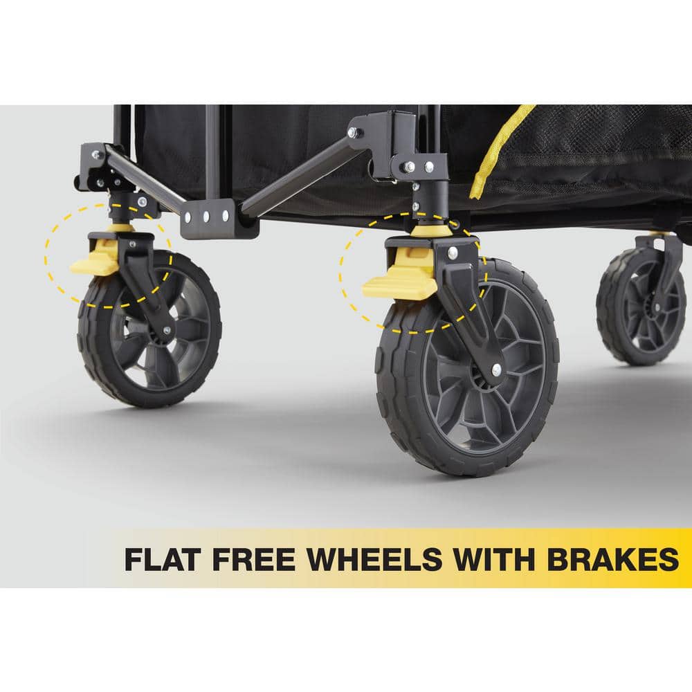 Black Steel Frame Collapsible Utility Wagon with Polyester Deck