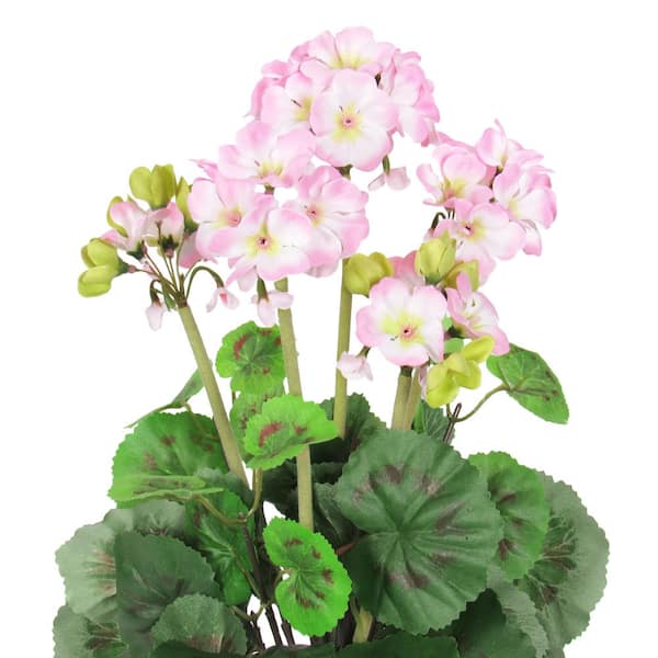 16 in. Pink Artificial Geranium Flower Stem Spray Bush Set of 2