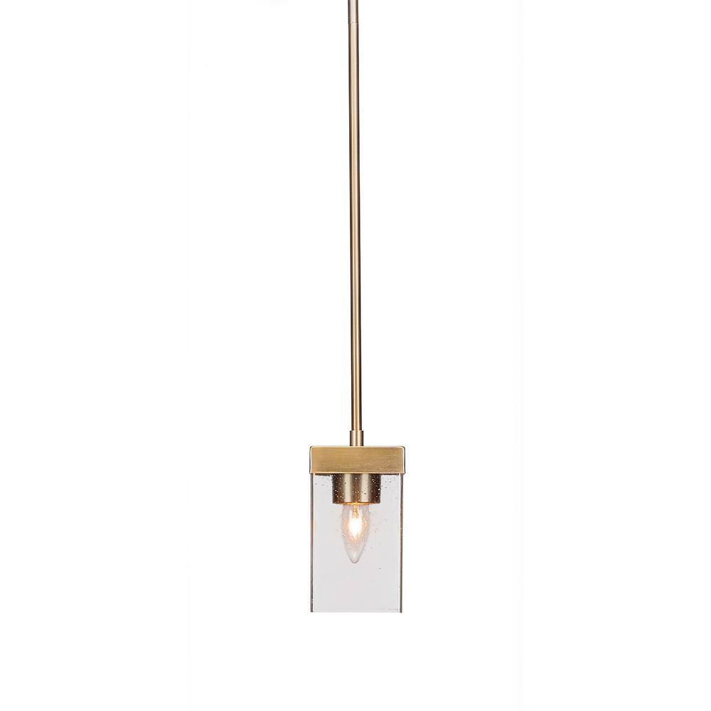 Kingsport 100-Watt 1-Light Brass Shaded Pendant Light Mini