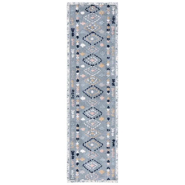 SAFAVIEH Marrakesh Gray/Multi 2 ft. x 8 ft. Geometric Striped Runner Rug