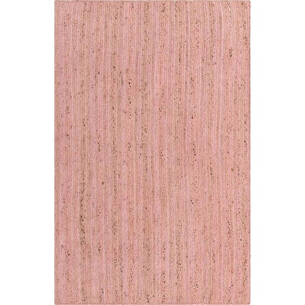 Unique Loom Braided Jute Dhaka Light Pink 5' 1 x 8' 0 Area Rug