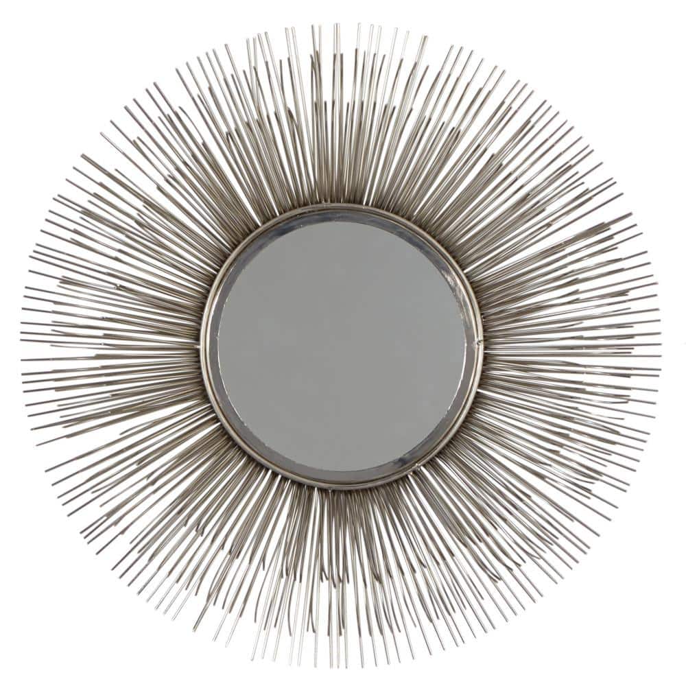 28.5" Silver Sunburst Round Wall Mirror