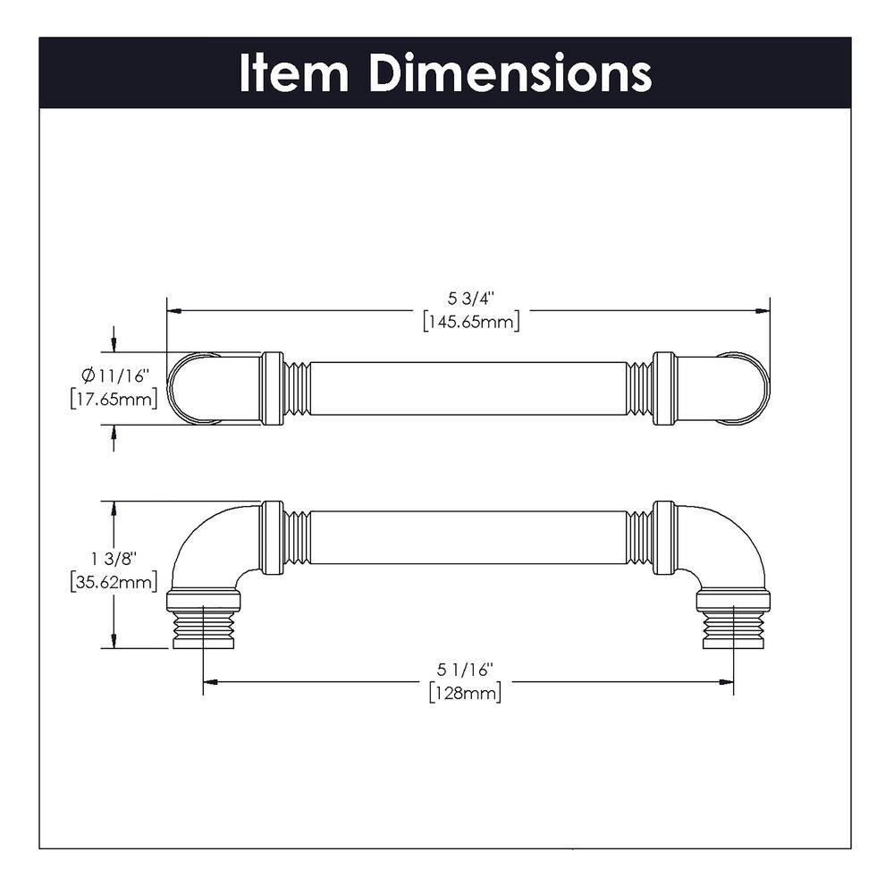 Black Nickel Industrial Bar Cabinet Pull with Mounting Hardware