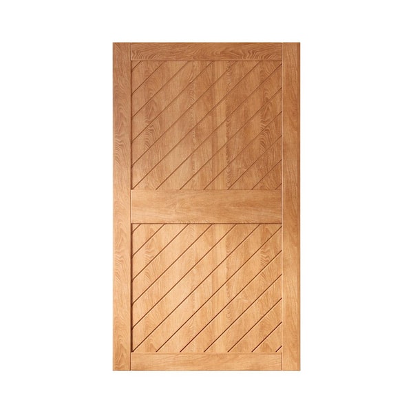 HOMACER XT1 48 in. x 84 in. C-Panel Solid Core Early American Slanted Stripe Design Pine Wood Interior Sliding Barn Door Slab