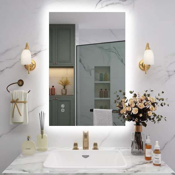 24 in. W x 36 in. H Rectangular Frameless Super Bright Backlited LED Anti-Fog Tempered Glass Wall Bathroom Vanity Mirror