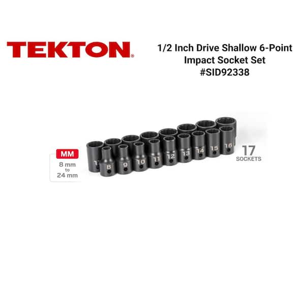 1/2 in. Drive 12-Point Impact Socket Set, (17-Piece) (8-24 mm)