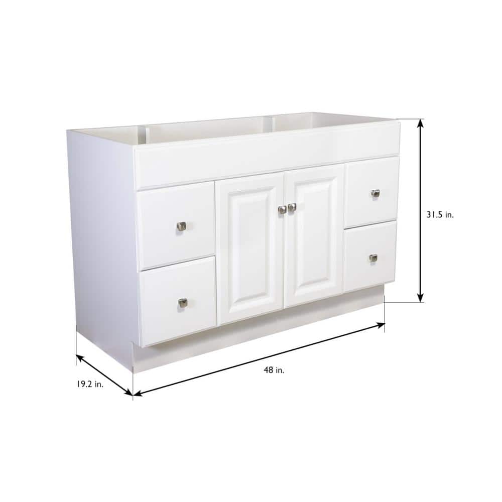 Wyndham 48-Inch Semi-Gloss White MDF Freestanding Bathroom Vanity