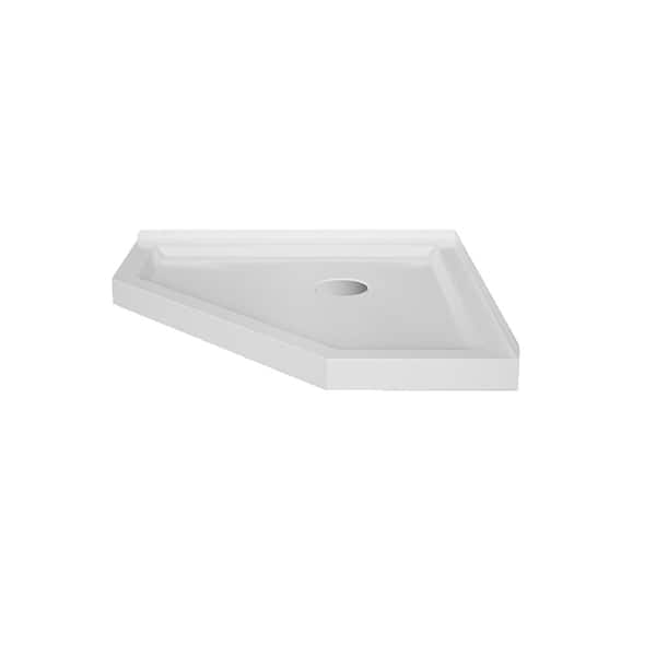 LORDEAR 36 in. L x 36 in. W Alcove Shower Pan Base with Corner Drain in White