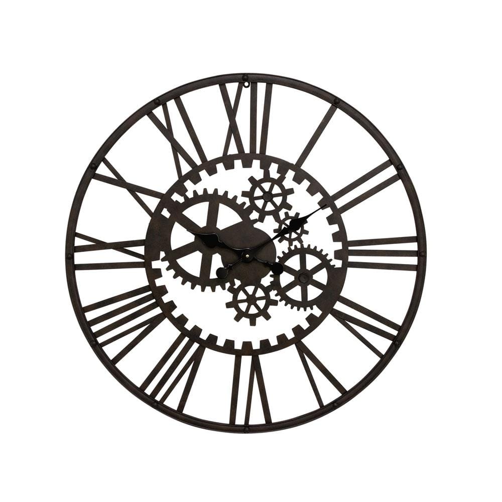 Oversized Black Iron Industrial Gear Wall Clock
