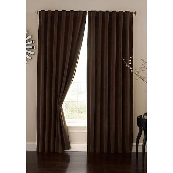 Absolute Zero Chocolate Faux Velvet Thermal Blackout Curtain - 50 in. W x 84 in. L