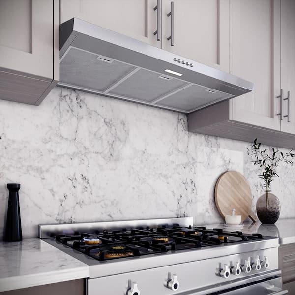 36 in. Lagundo Ducted Under Cabinet Range Hood in Brushed Stainless Steel with Mesh Filter,Push Button Control,LED Light