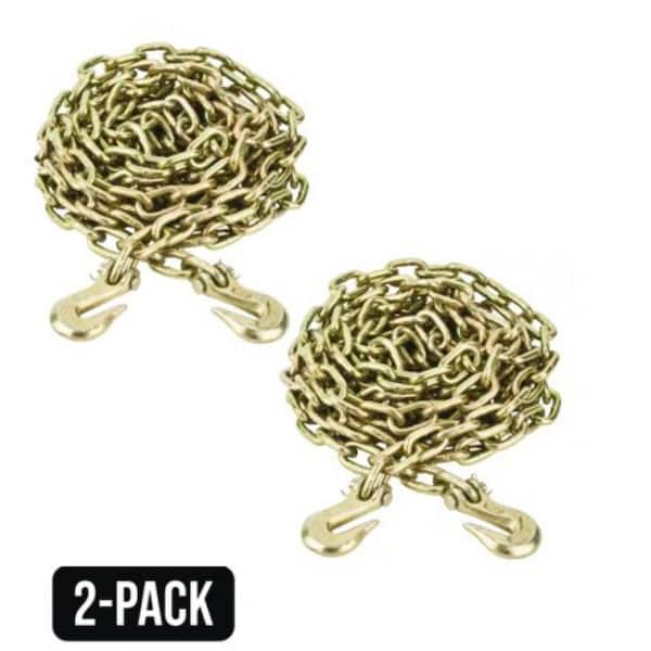 5/16 in. x 20 ft. Grade 70 Yellow Zinc Plated Steel Straight Tow Chain with Grab Hooks (2 pack)
