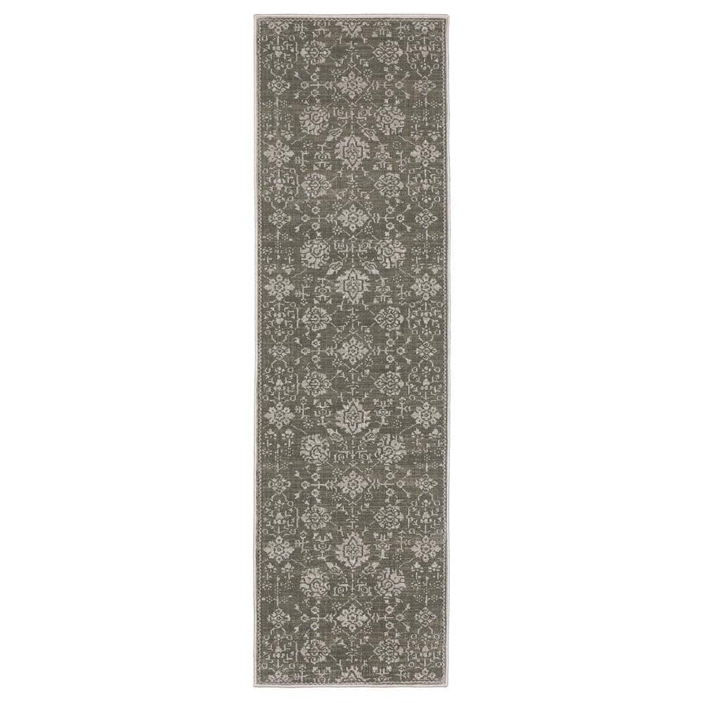 Imperial Gray 2 ft. x 8 ft. Oriental Floral Persian-Inspired Polyester Indoor Runner Area Rug price history on PriceWatchPro