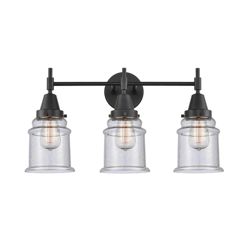 Canton 24 in. 3-Light Matte Black, Seedy Vanity Light with Clear Glass Shade price history on PriceWatchPro