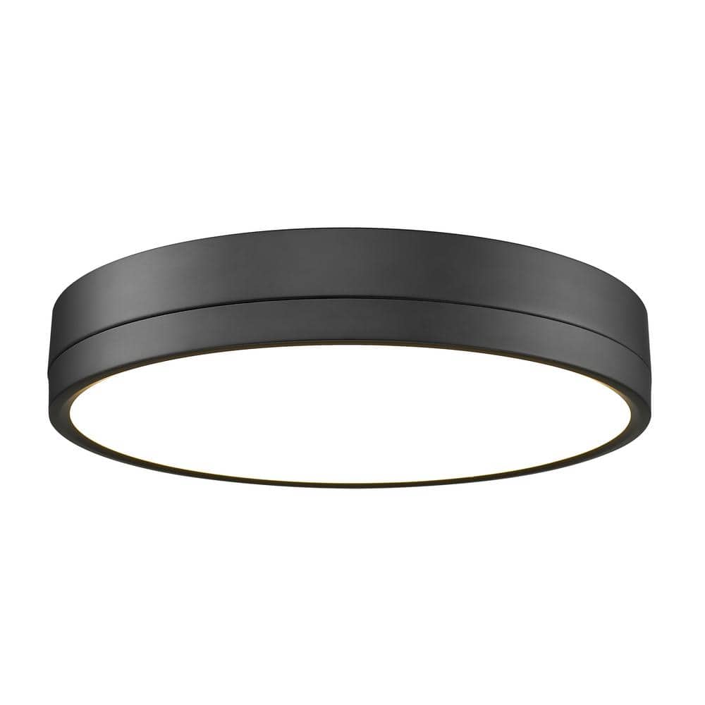 Algar 16 in. Matte Black Integrated LED Flush Mount with Frosted Acrylic Sh