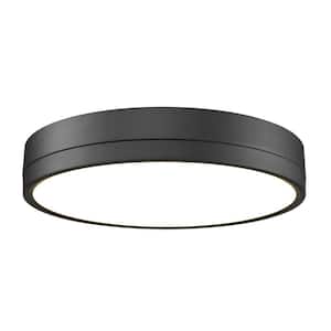 Algar 16 in. Matte Black Integrated LED Flush Mount with Frosted Acrylic Shade (1-Pack)