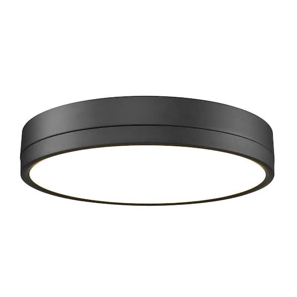 Unbranded Algar 16 in. Matte Black Integrated LED Flush Mount with Frosted Acrylic Shade (1-Pack)