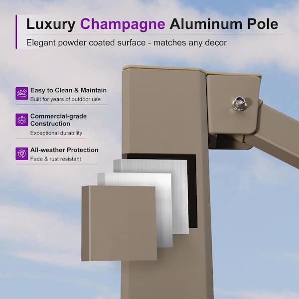 8 ft. Square 2-Tier Aluminum Cantilever Sun Umbrella Offset 360° Rotation Patio Umbrella in Beige