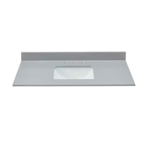 49 in. W x 22 in. D Engineered Marble Vanity Top in Koala Gray with White Rectangular Single Sink
