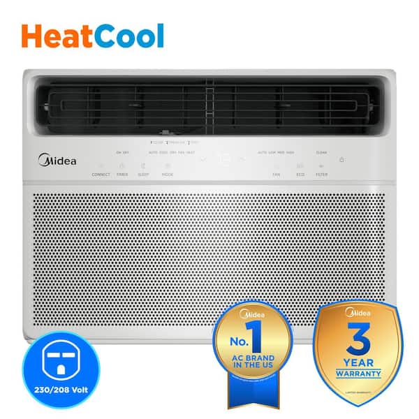12,000 BTU Smart Window Air Conditioner for Rooms up to 550 Sq. Ft. with Heat, Remote, Dual Filter, Wi-Fi in White