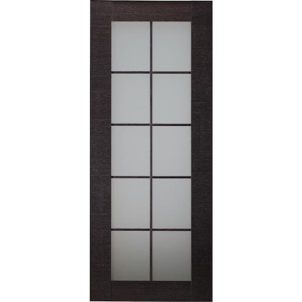 Belldinni 30 in. x 80 in. Avanti Black Apricot Finished Solid Core Wood 10-Lite Frosted Glass Interior Door Slab No Bore