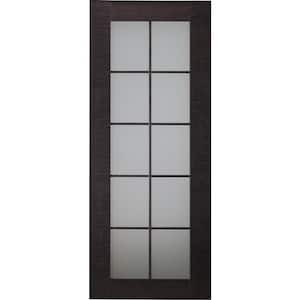 32 in. x 80 in. Avanti Black Apricot Finished Solid Core Wood 10-Lite Frosted Glass Interior Door Slab No Bore