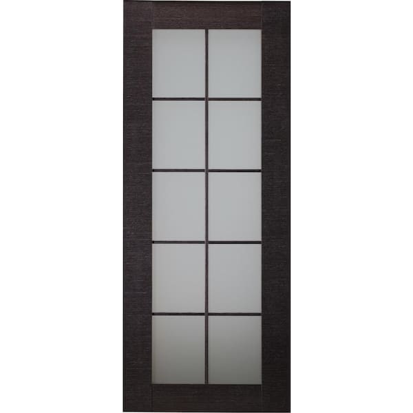 Belldinni 36 in. x 80 in. Avanti Black Apricot Finished Solid Core Wood 10-Lite Frosted Glass Interior Door Slab No Bore