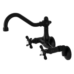 Essex 2-Handle Wall-Mount Standard Kitchen Faucet in Matte Black