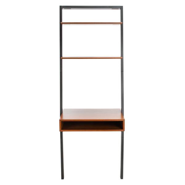 SAFAVIEH Kamy 28 in. 2-Shelf Brown/Black Wood Leaning Desk
