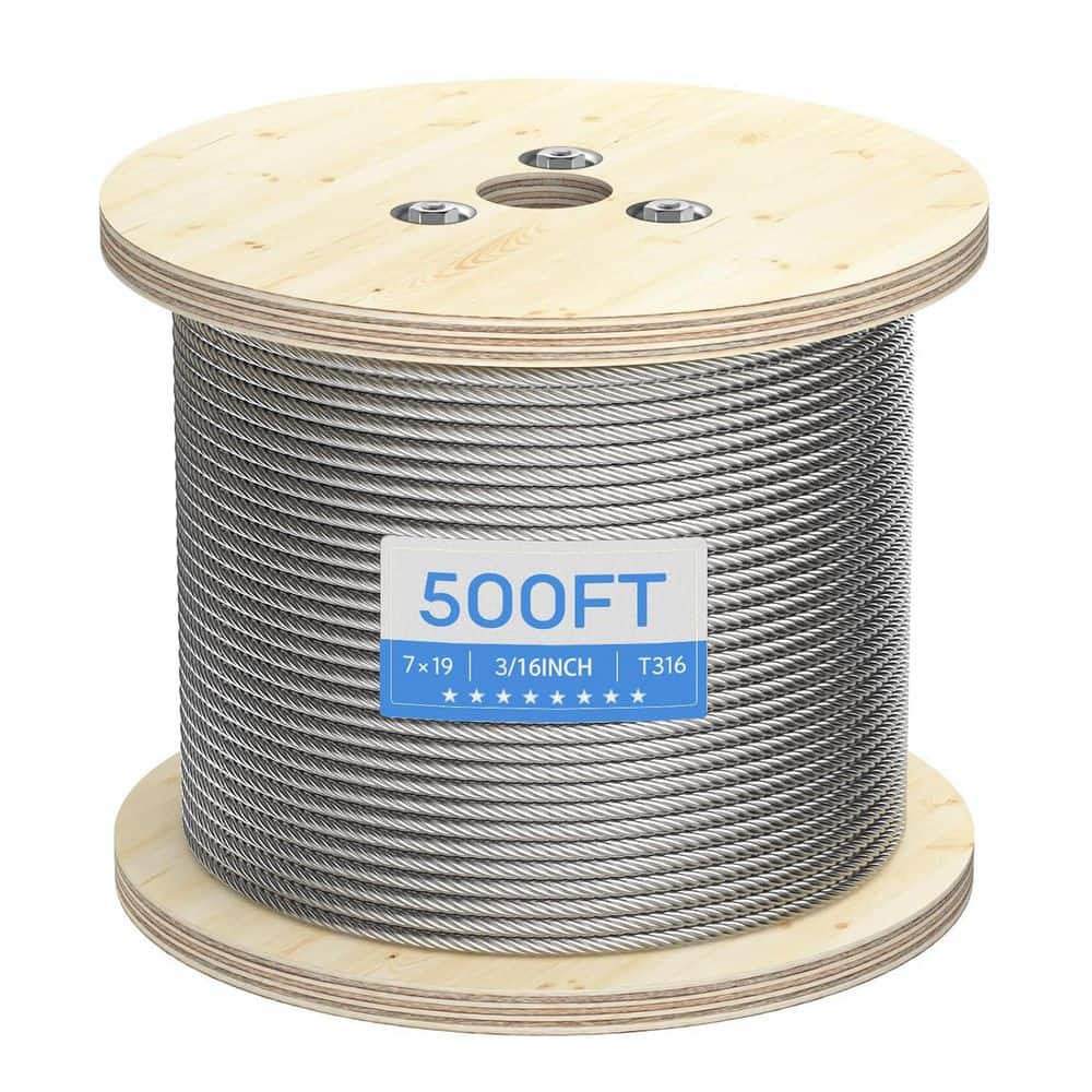 500 ft. 4.76 in. W T316 Stainless Steel Cable, 7 x 19 Strand, 3700 lbs. Breaking Strength for Rail and Deck price history on PriceWatchPro