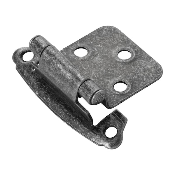 1-14/15 in. x 2-5/8 in. Vibra Pewter Surface Self-Closing Hinge (2-Pack)