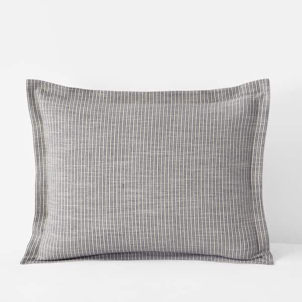 The Company Store Company Cotton Textured Stripe Duvet Blue Cotton Standard Sham