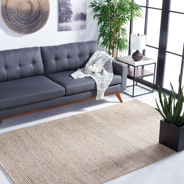 Natural Fiber Beige 8 ft. x 10 ft. Solid Woven Area Rug