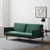 Lucid Comfort Collection 2-Seat Green Velvet Futon Chair Sofa Bed With ...