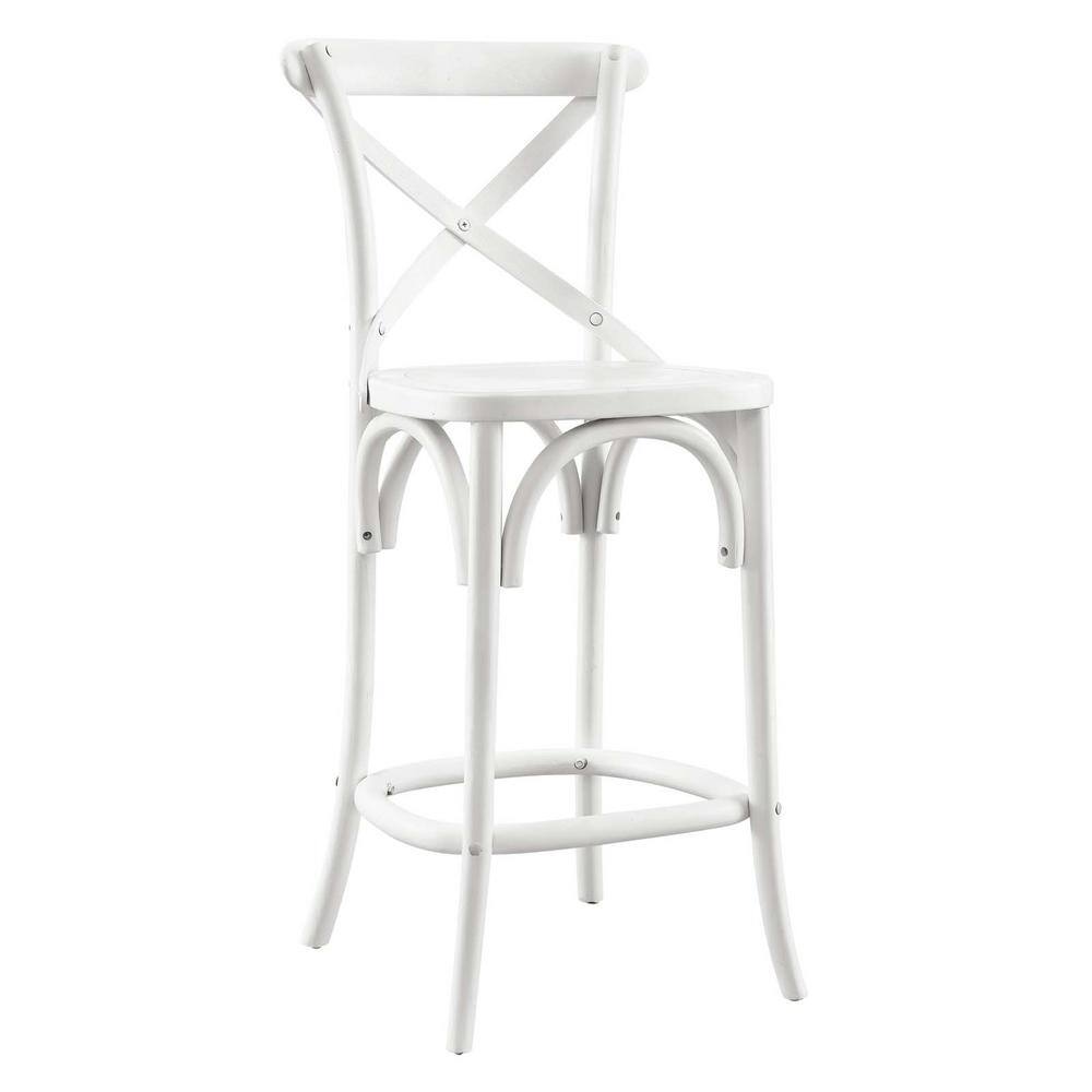 White Elm Wood X-Back Counter Stool
