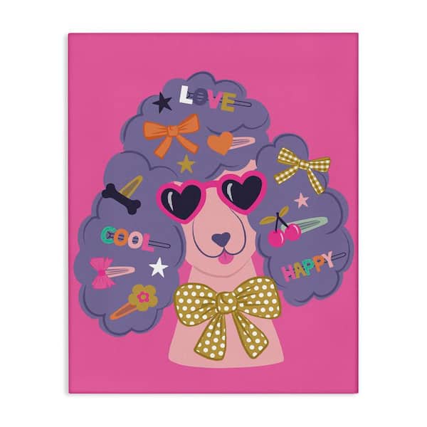 Stupell Industries Poodle with Hair Baubles by Lisa Perry Whitebutton Unframed Animal Graphic Art Print 20 in. x 16 in.