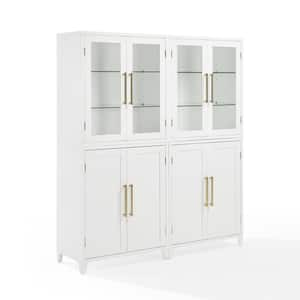 Roarke White Engineered Wood 60 in. Pantry Cabinet with Glass Door Hutch Set (2-Piece)