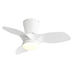 Loring 32 in. Integrated LED Indoor White 3 ABS Blades Flush Mount DC Motor Ceiling Fan with Light and Remote Control