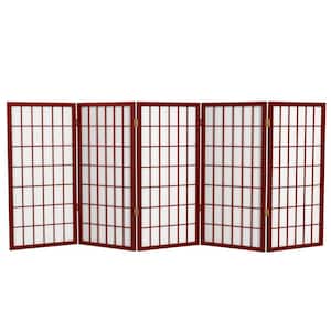 3 ft. Short Window Pane Shoji Screen - Rosewood - 5 Panels
