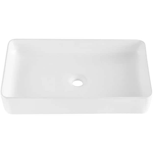 Fulorni 16x16 White Vessel Sink Square – Above Counter Ceramic Porcelain Vanity Art Basin, Modern Bathroom Sink Bowl