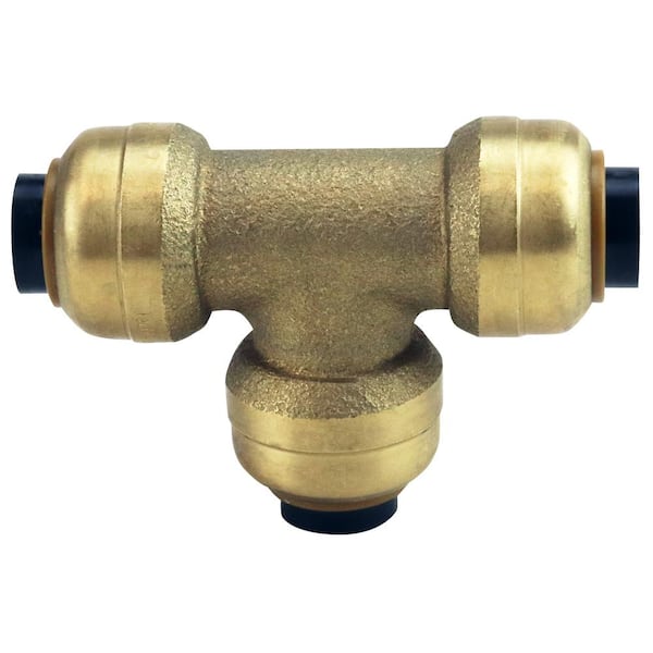 Tectite 1/4 in. Brass Push-To-Connect Tee Fitting