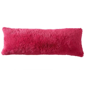 Soft and Comfy Plush Faux Fur Body Pillow 54 in. x 20 in. Hot Pink