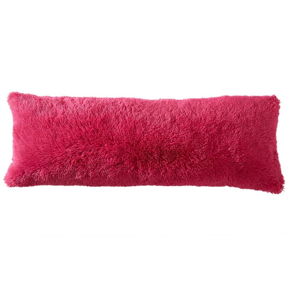 Sweet Home Collection Soft and Comfy Plush Faux Fur Body Pillow 54 in. x 20 in. Hot Pink