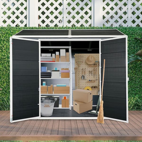 LUDLOW - Ⓜ︎⭐︎ページ② 8 ft. W x 6 ft. D Resin Outdoor Storage Shed, Double Door