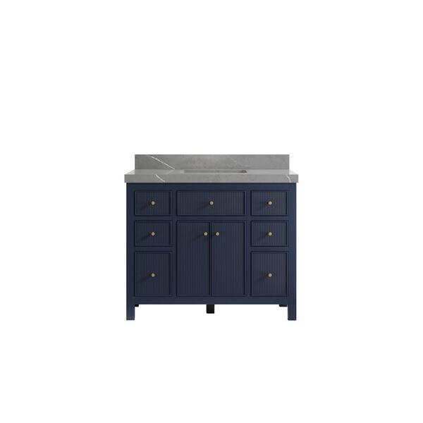 Willow Collections Sonoma 42 in. W x 22 in. D x 36 in. H Bath Vanity in Navy Blue with 2 in. Piatra Quartz Top